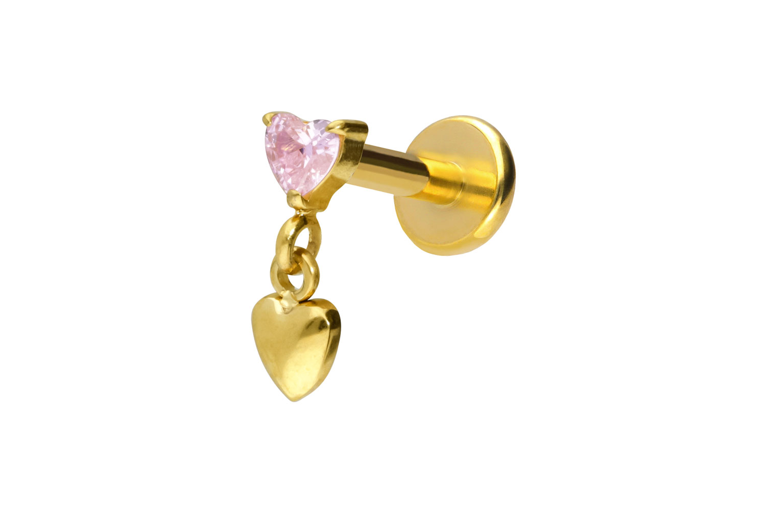 Titan Labret Piercing mit Push Fit 2 HERZEN